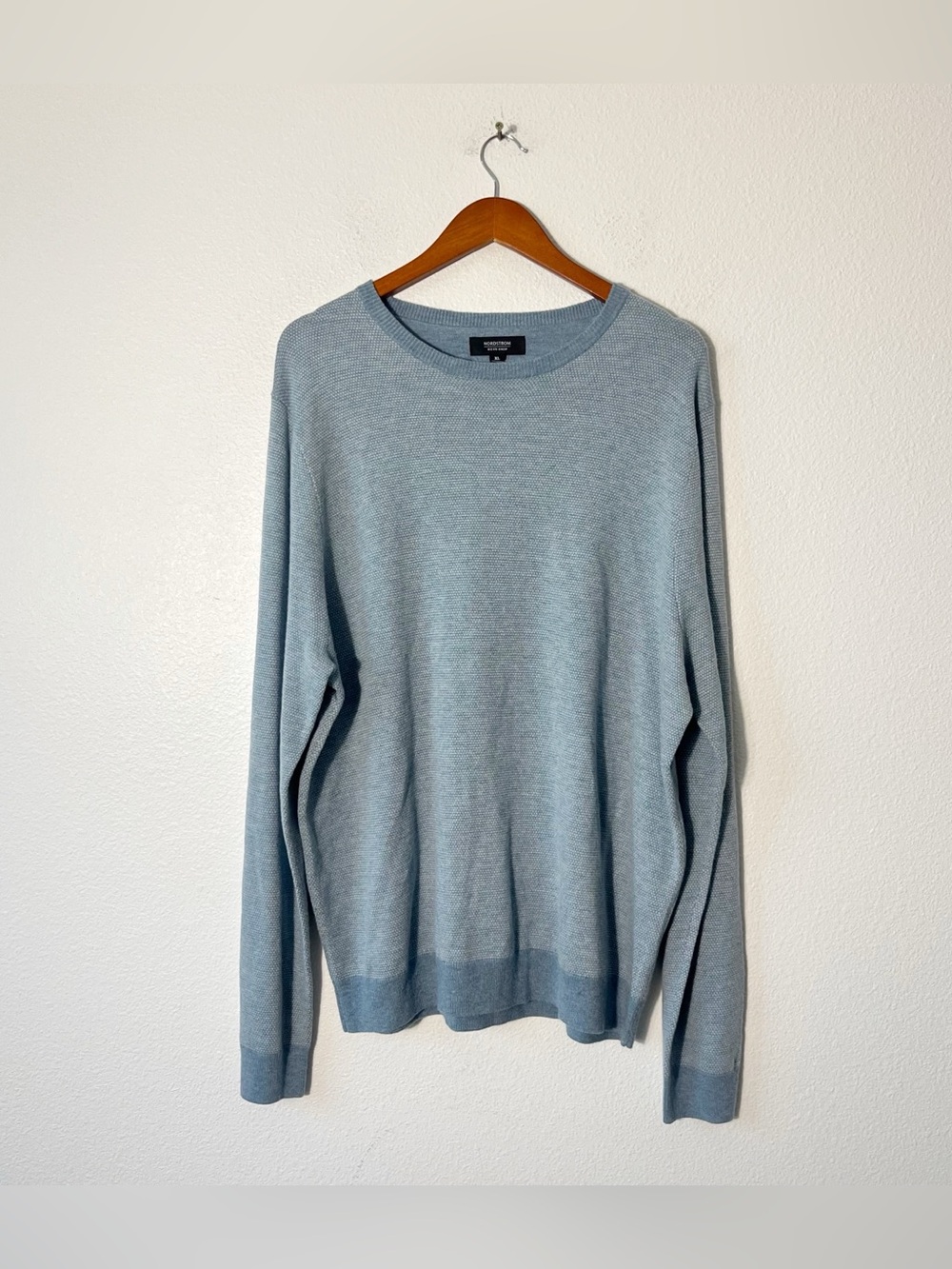 Nordstrom Mens Shop Sweater Size XL Blue Pullover Crewneck Wool Blend NEW